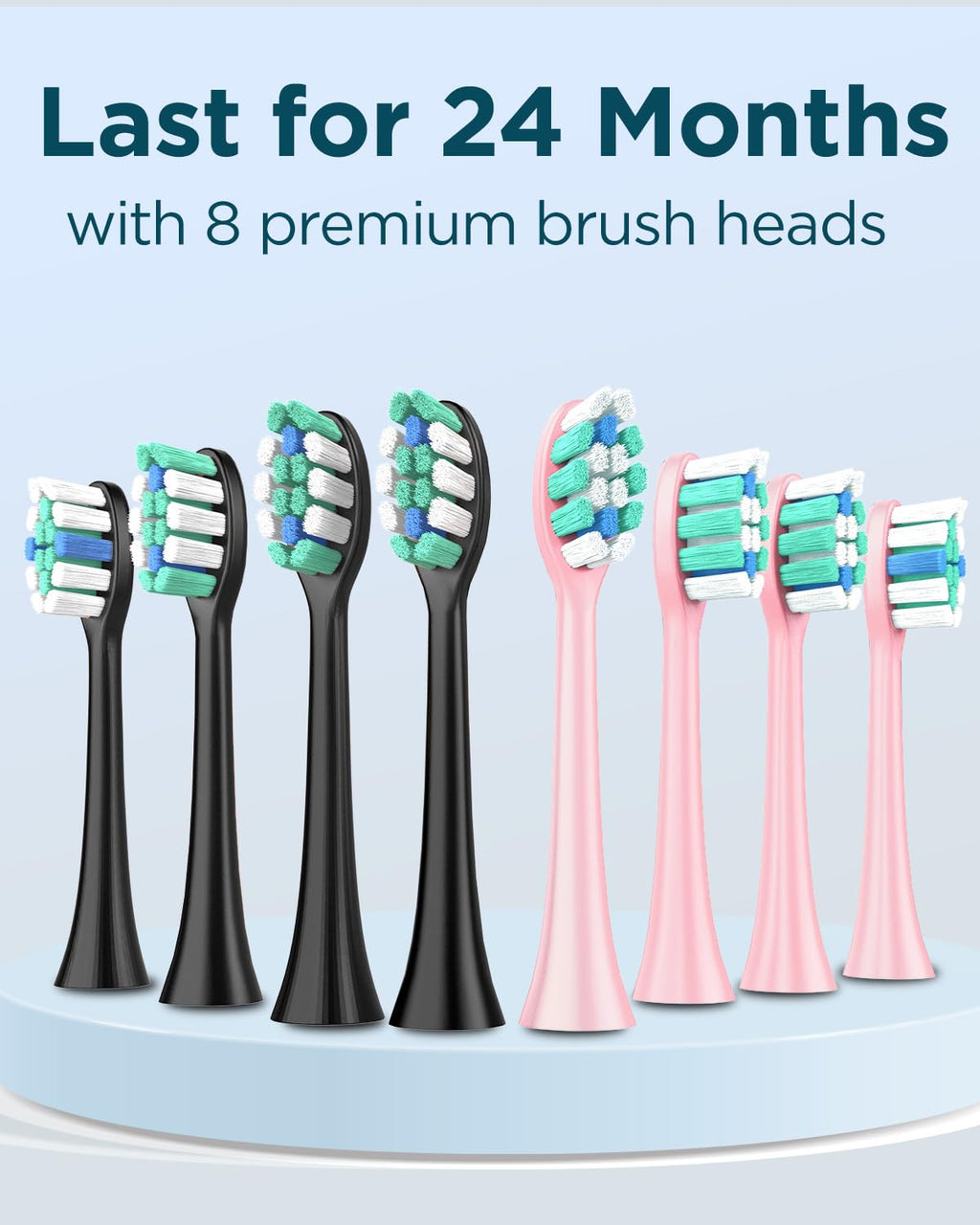 2 Pack Rechargeable Electric Toothbrush with 12 Brush Heads & 2 Travel Case B8222