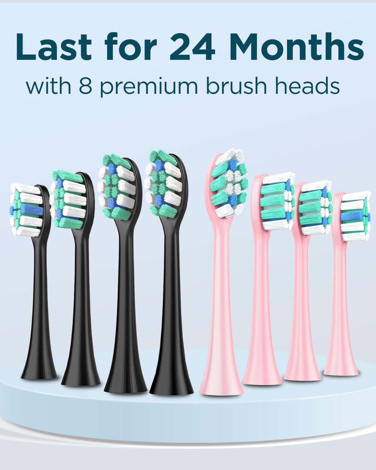 2 Pack Rechargeable Electric Toothbrush with 12 Brush Heads & 2 Travel Case B8222