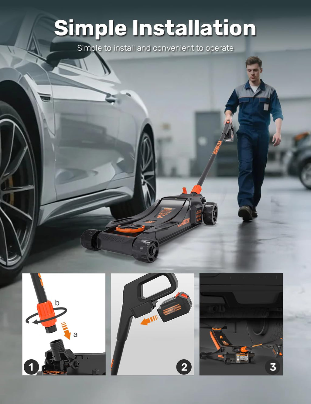 3 Ton Low Profile Steel Electric Floor Jack Z9068