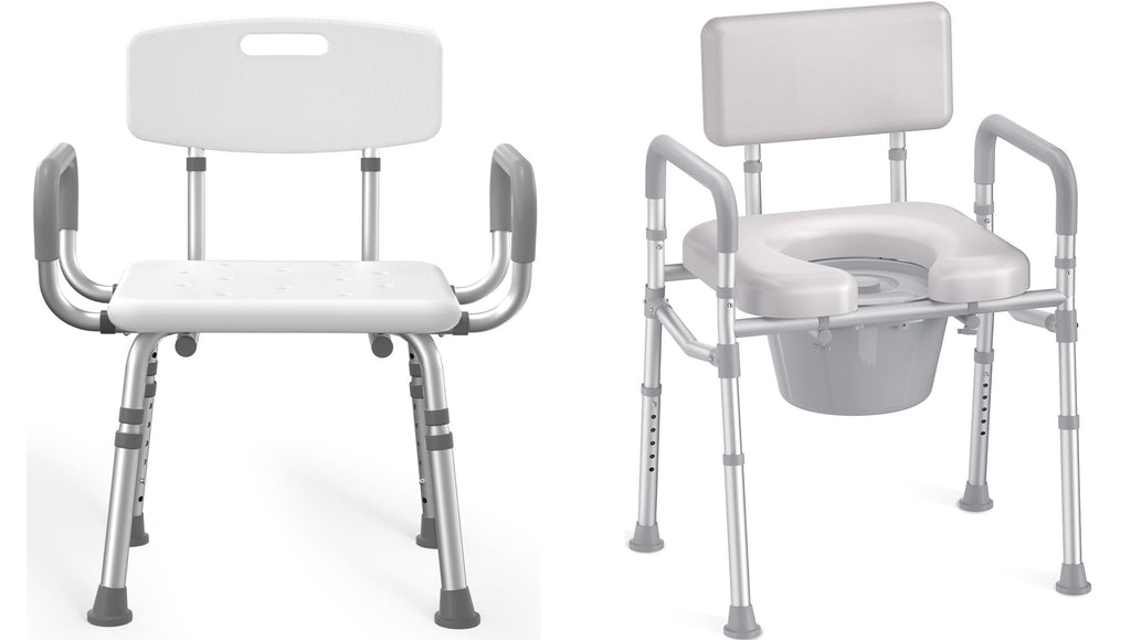 Shower Chair with Arms and Back and Bedside Commode with Padded Seat and Backrest N69738