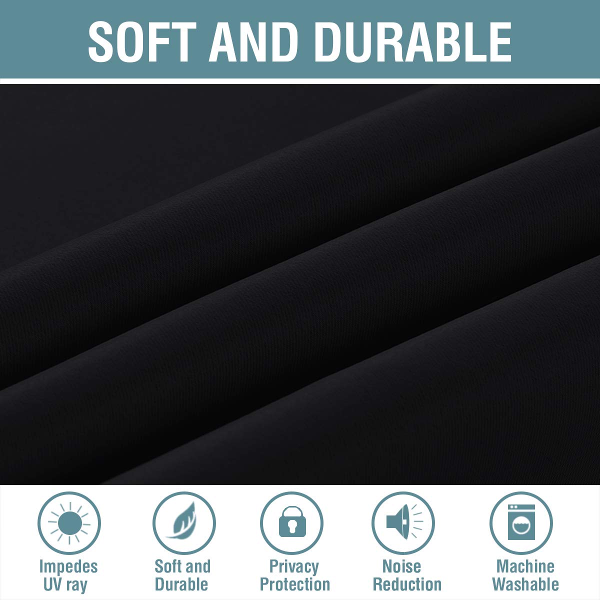 100% Blackout Thermal Insulated 96 inch Grommet Curtains V163054