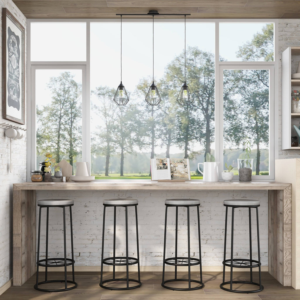 Rustic Metal Barstools Set of 2 Coastal White A3496
