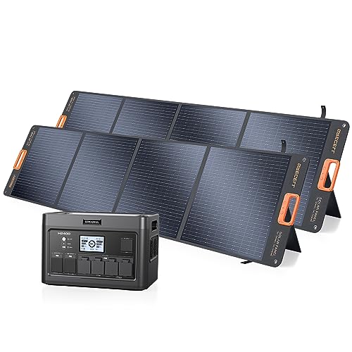 2400W Portable Power Station with 2 * 100W Solar Panel, 1843Wh LiFePO4 Battery with 11 Outlets H257723