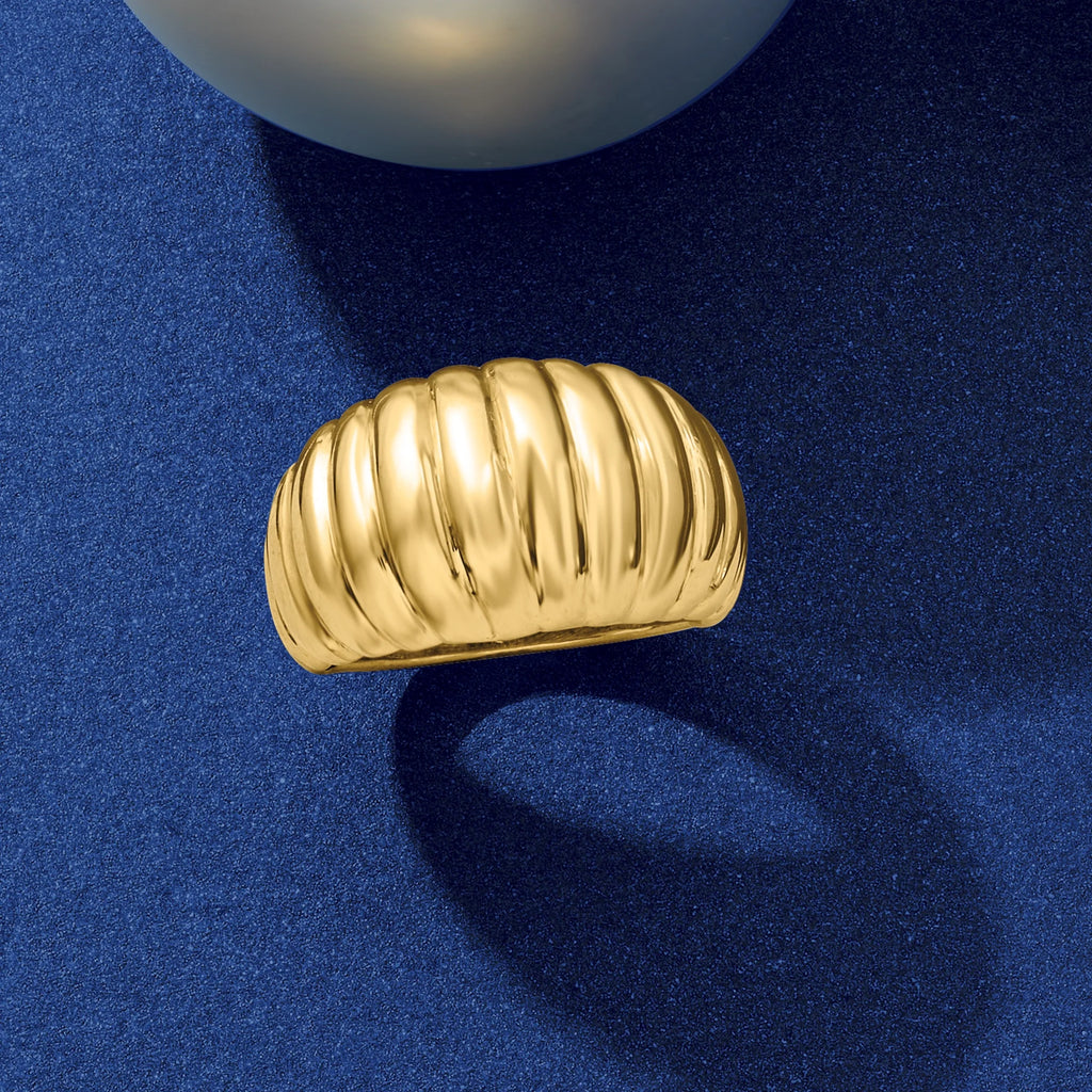 18kt Yellow Gold Electroform Dome Ring Y6306