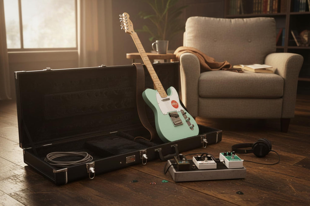 Electric Guitar Hard Case with Lock and Key, Black Q82157