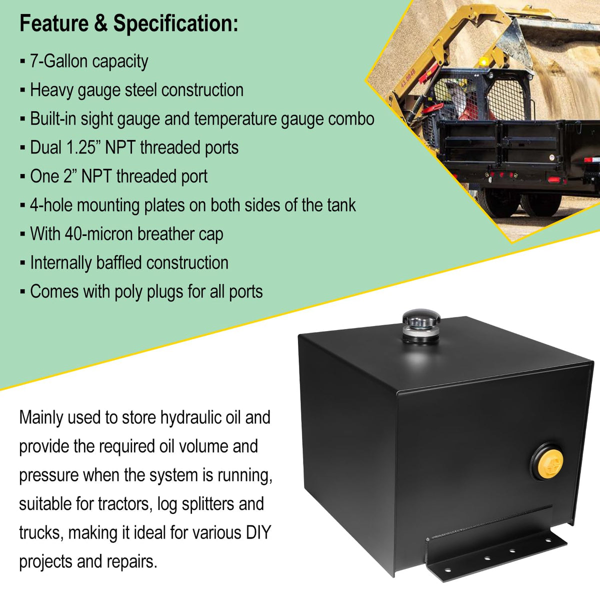 7 Gallon Hydraulic Fluid Reservoir Oil Tank F295