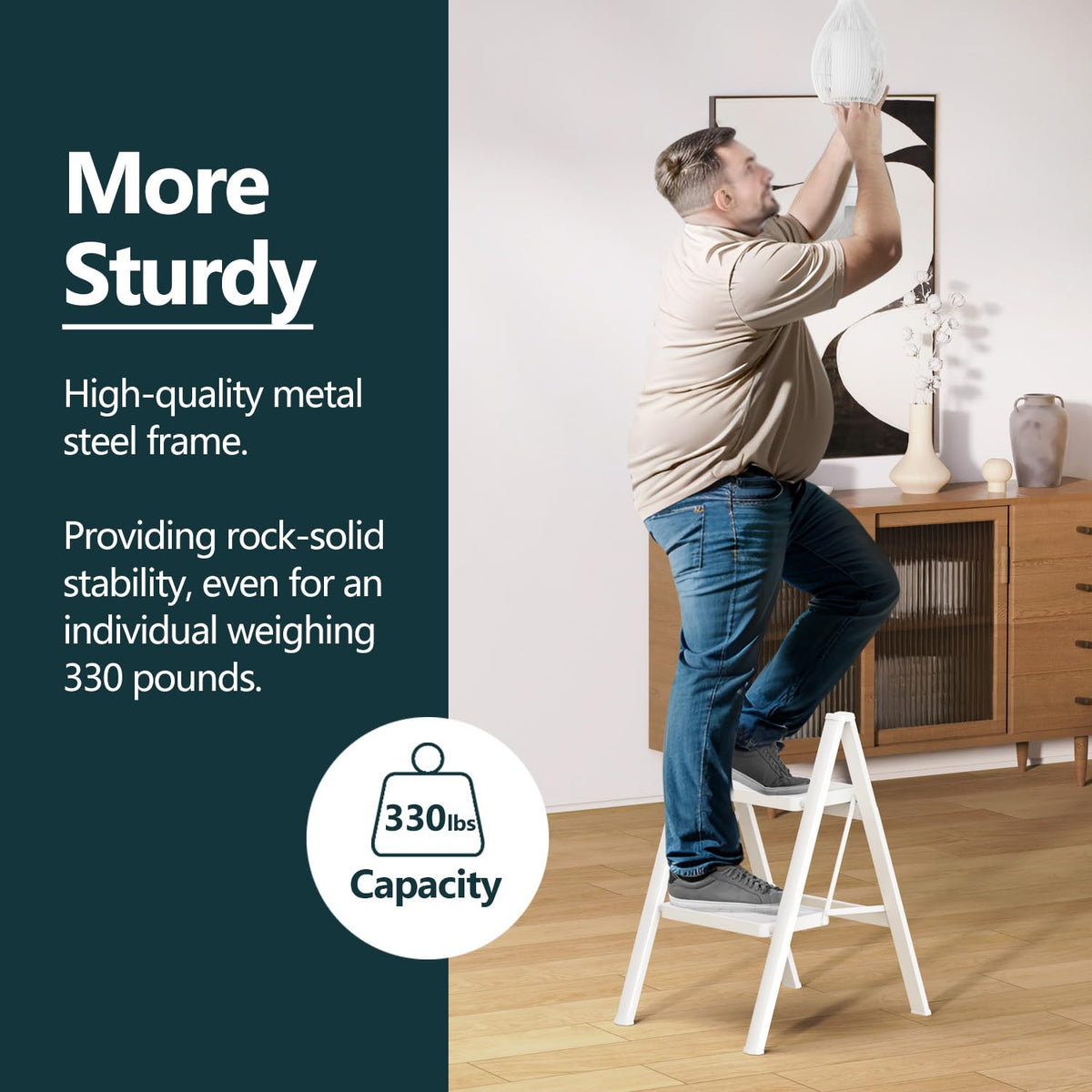 2 Step Foldable Step Stool White P2555