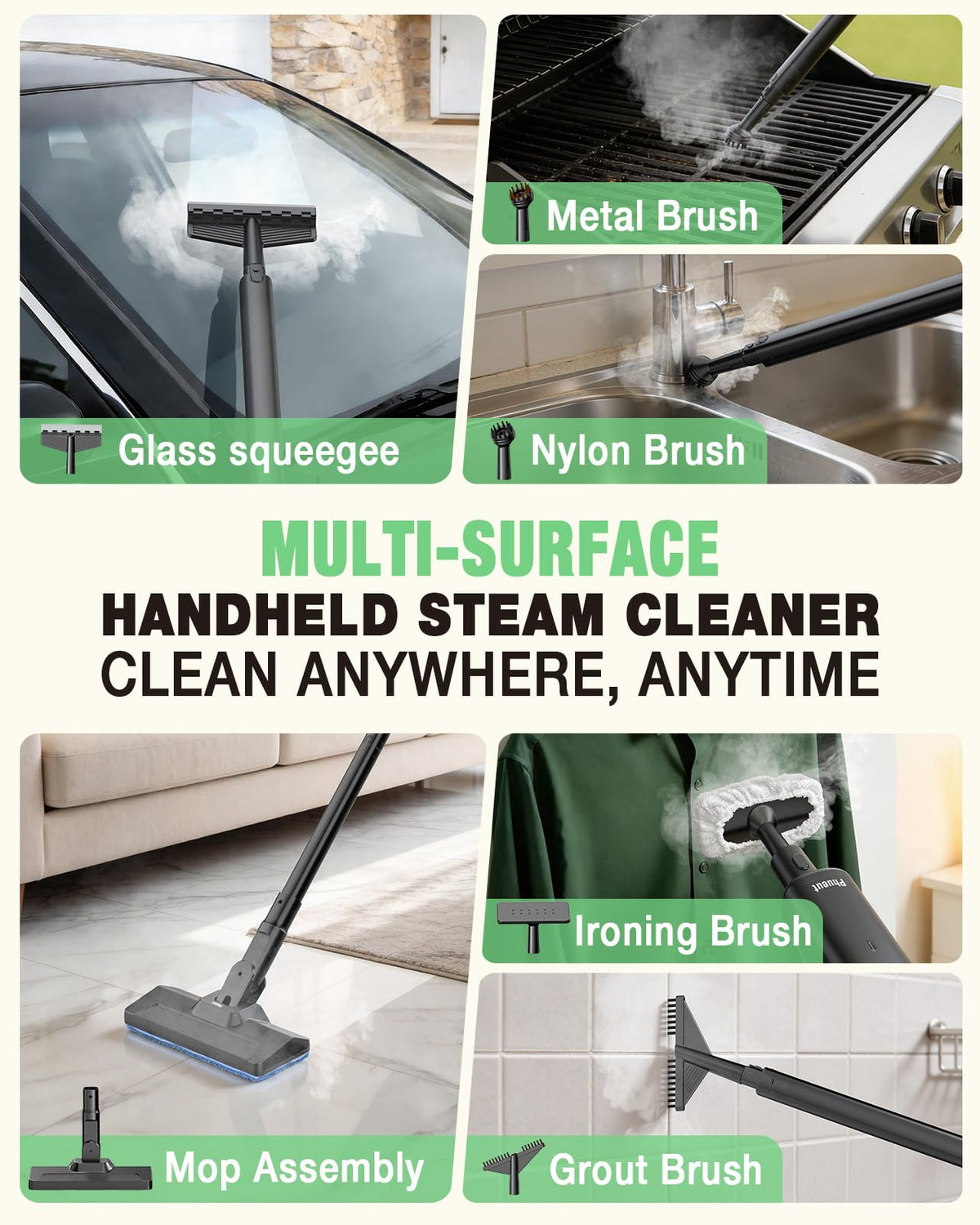 14-in-1 Lightweight Detachable Handheld Steam Mop Black H669768