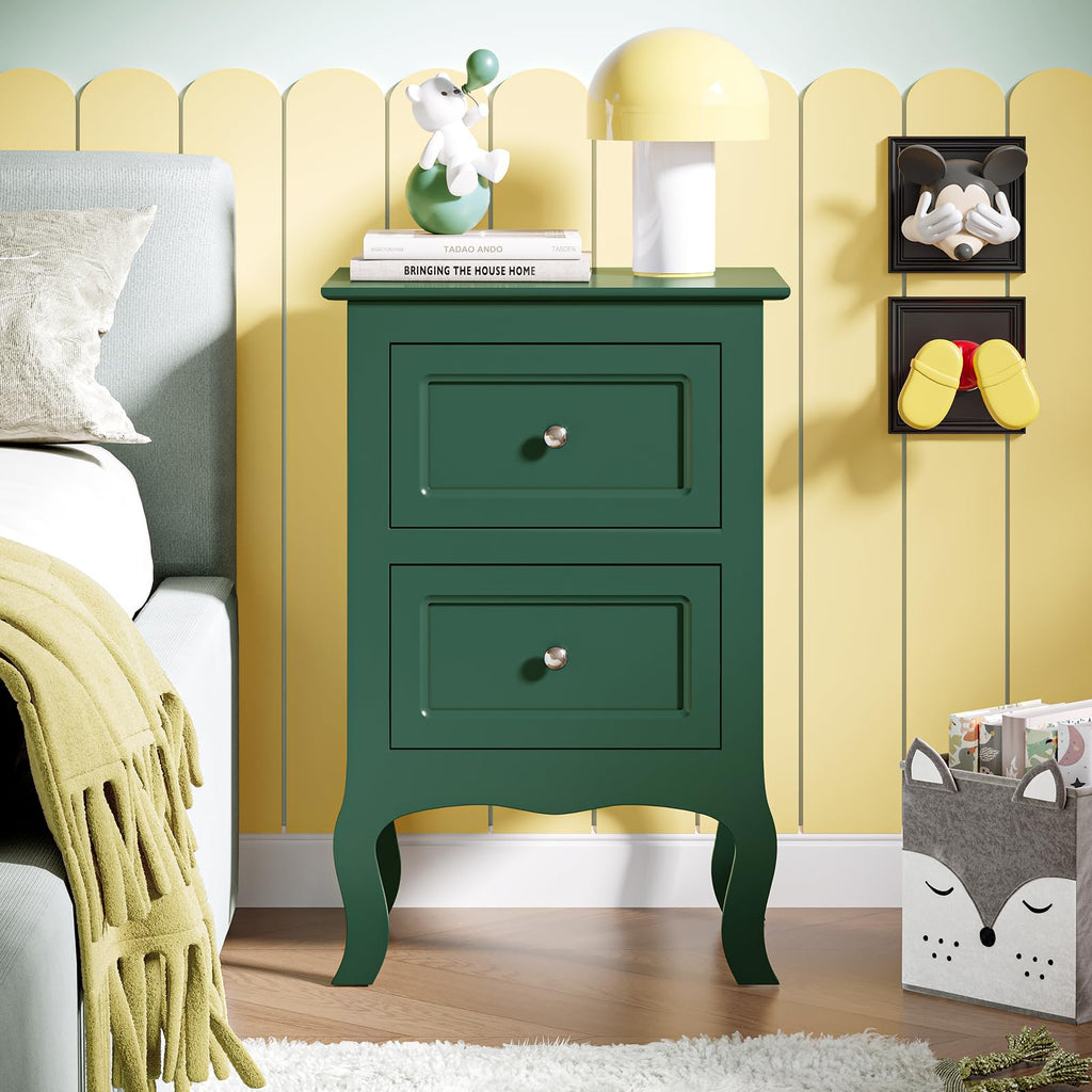 Green Nightstand Set of 2 Wood H6049