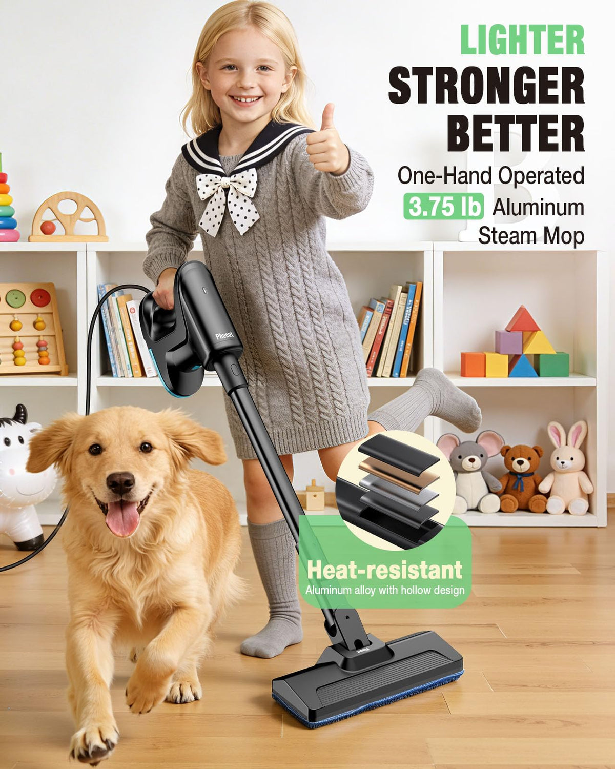 14-in-1 Lightweight Detachable Handheld Steam Mop Black H669768