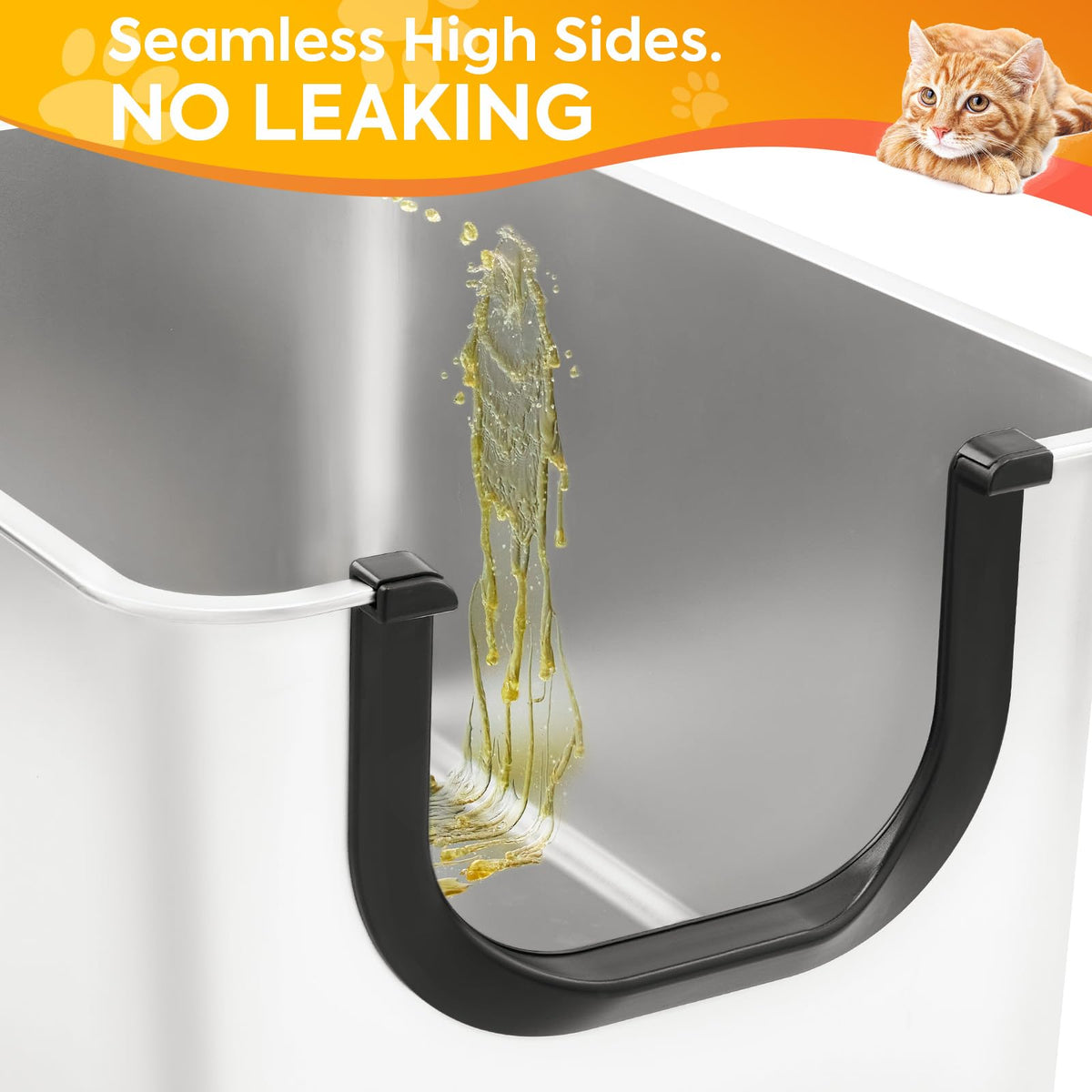 Extra Large Stainless Steel Cat Litter Box with High Sides L686099