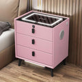 Pink 3 Drawer Nightstand with Charging Station and Speakers T109002
