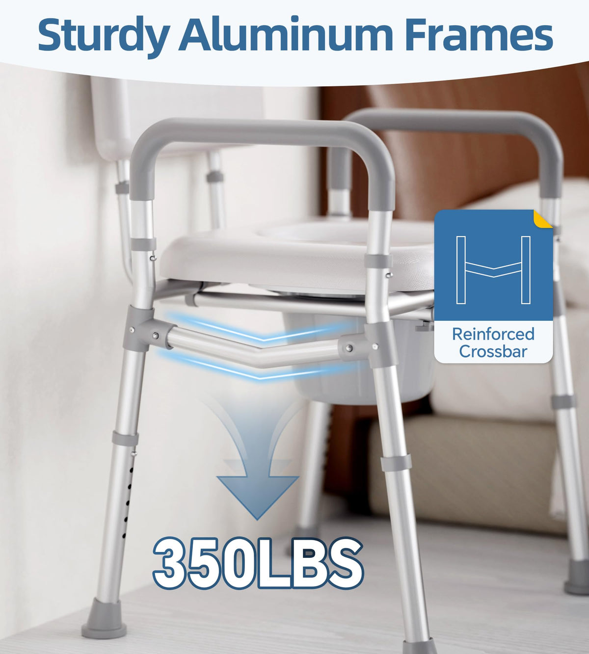 Shower Chair with Arms and Back and Bedside Commode with Padded Seat and Backrest N69738