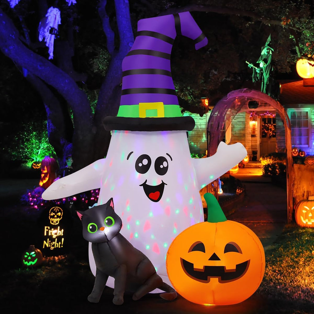 5FT Inflatable Halloween Ghost with Pumpkin Yard Decoration W28560