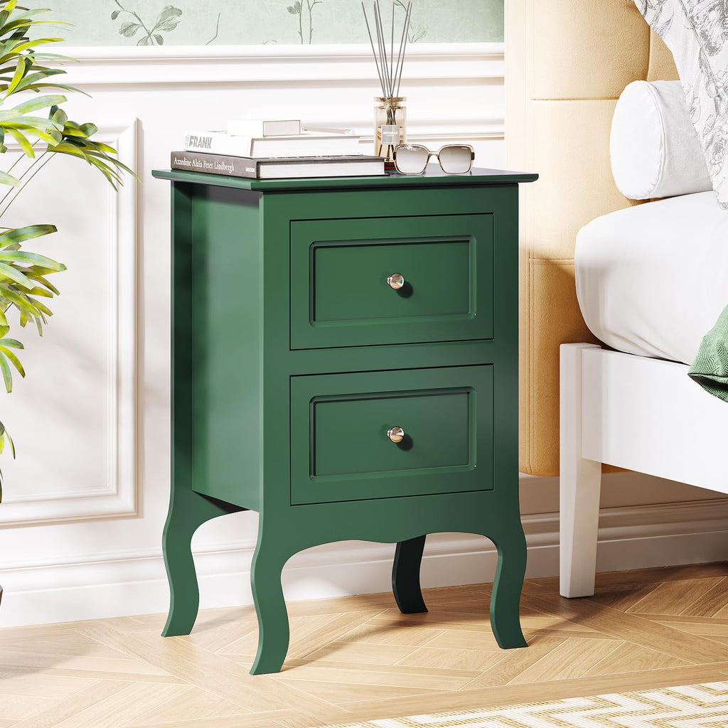 Green Nightstand Set of 2 Wood H6049