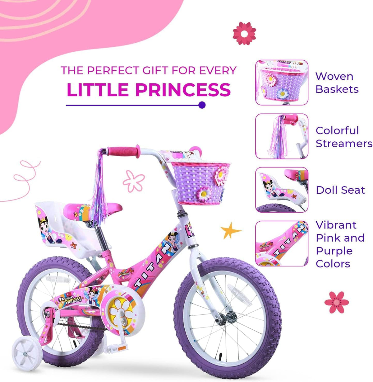16-Inch Girls BMX Bike with Training Wheels H174879