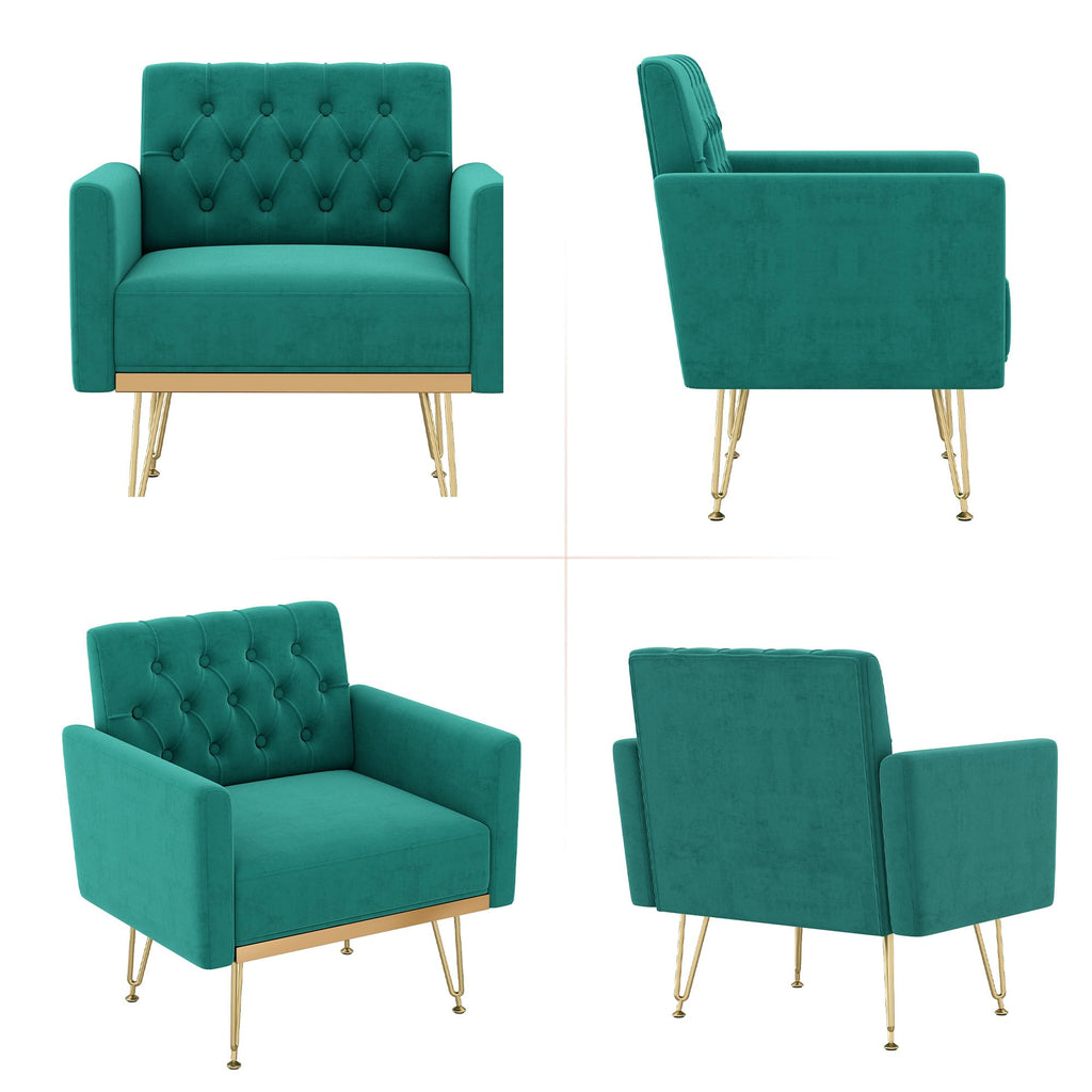 Oversized Velvet Tufted Accent Chair with Gold Legs D615093