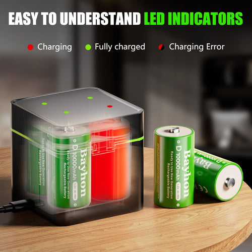 10000mAh D Rechargeable Batteries with 4-Slot Type-C Charger Q505393