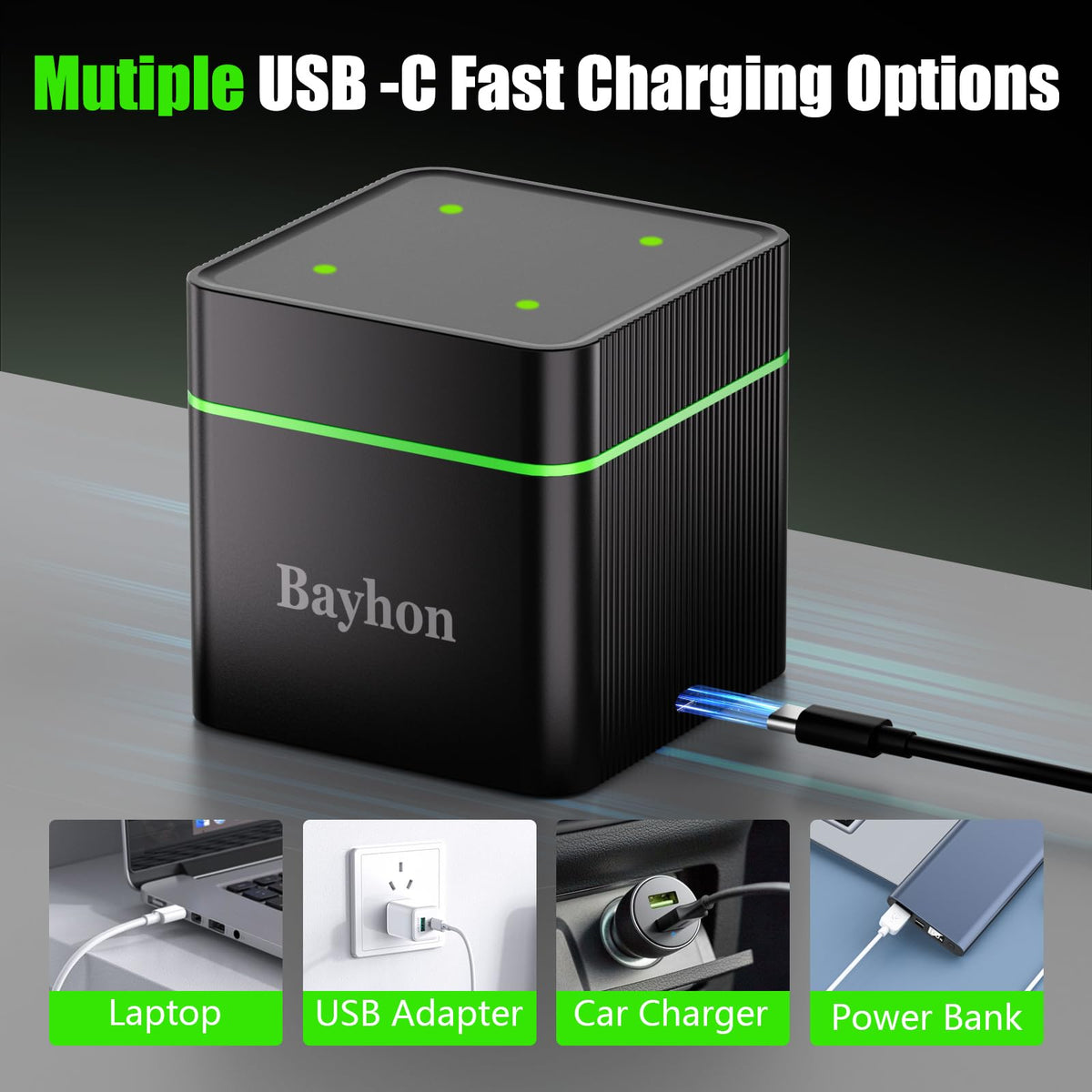 10000mAh D Rechargeable Batteries with 4-Slot Type-C Charger Q505393