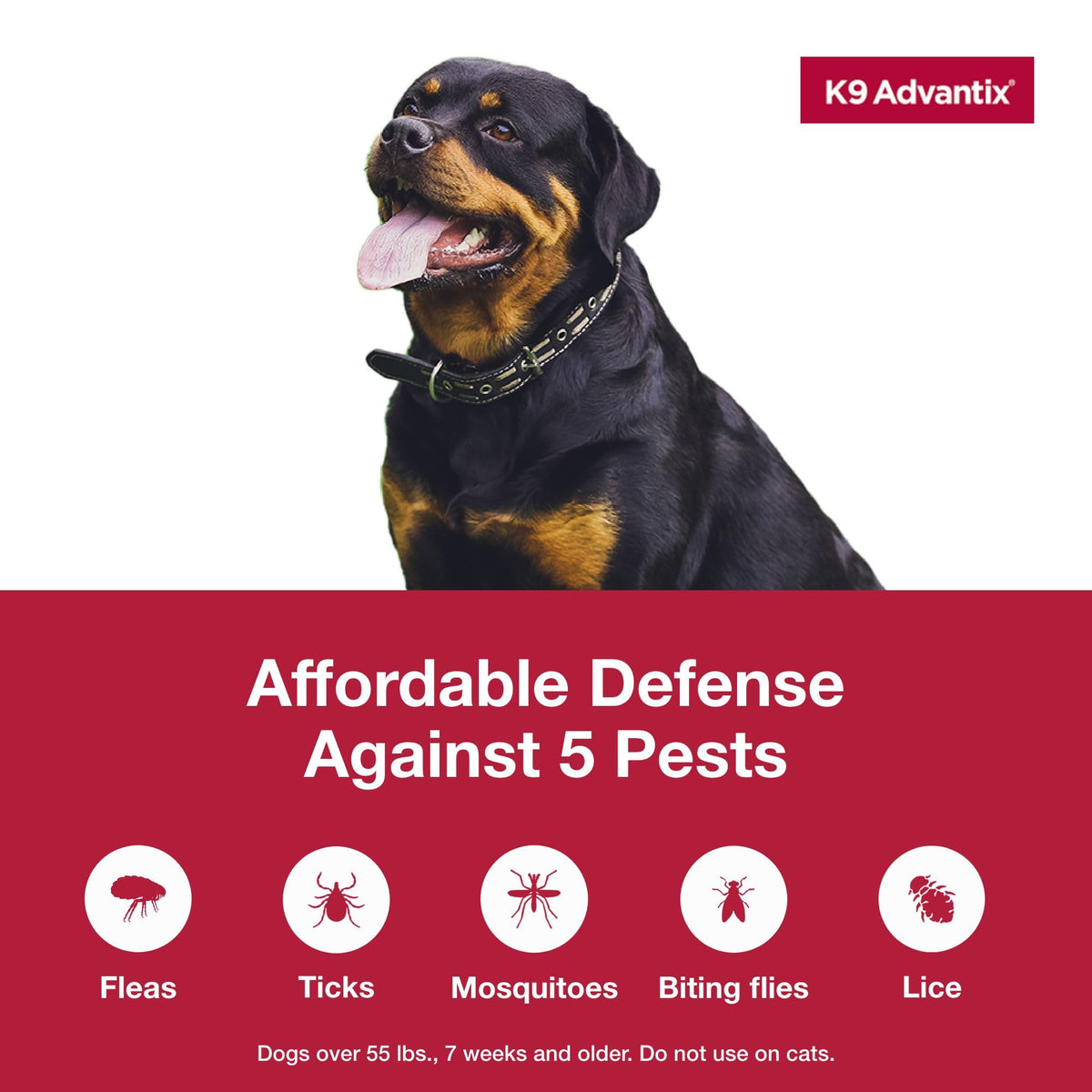 Flea, Tick & Mosquito Prevention for Dogs Over 55 lbs, 2 Treatments Y785