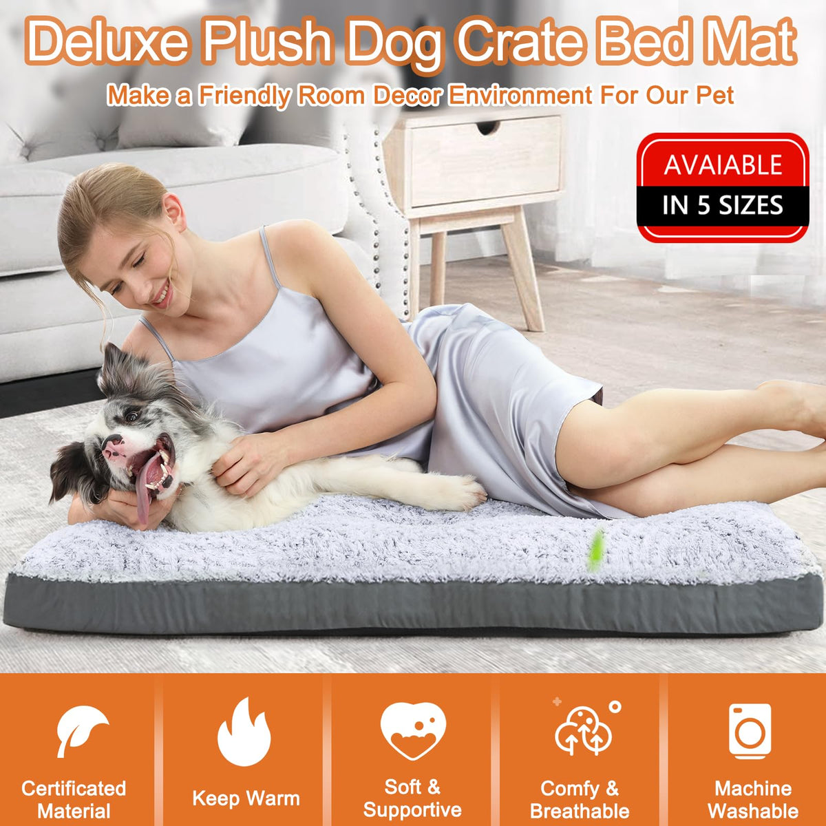 Washable Dog Bed 35 Inch Grey S41910
