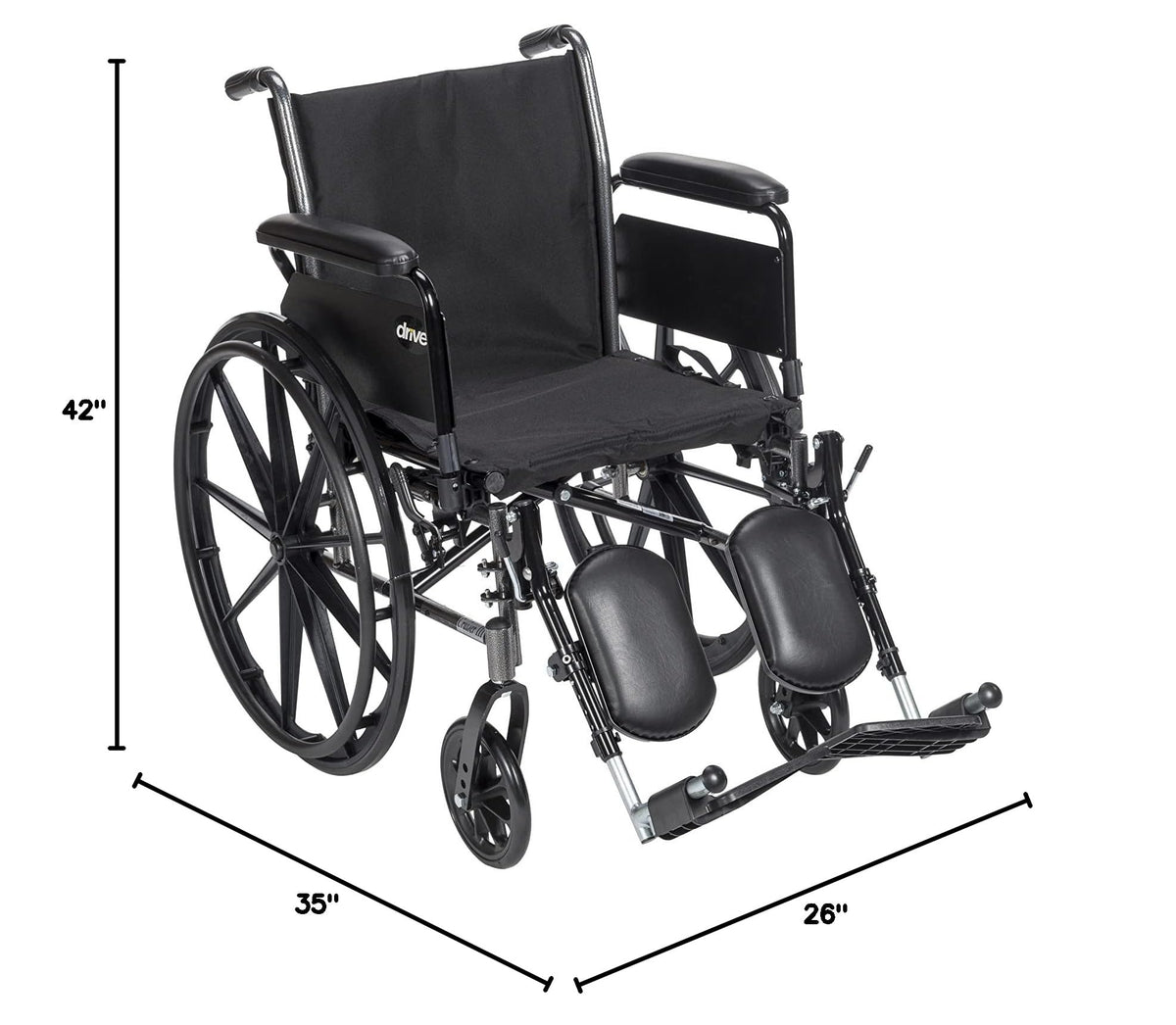 Lightweight Wheelchair Full Arms Black 18" H17285