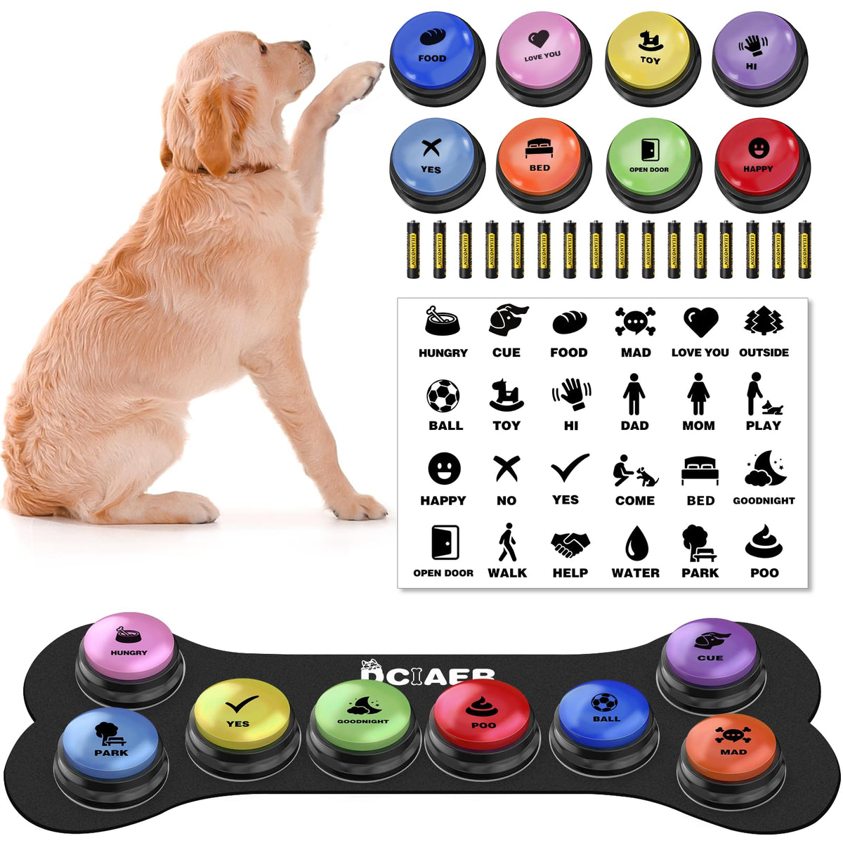 8 Recordable Sound Buttons Dog Training Toy Z4498