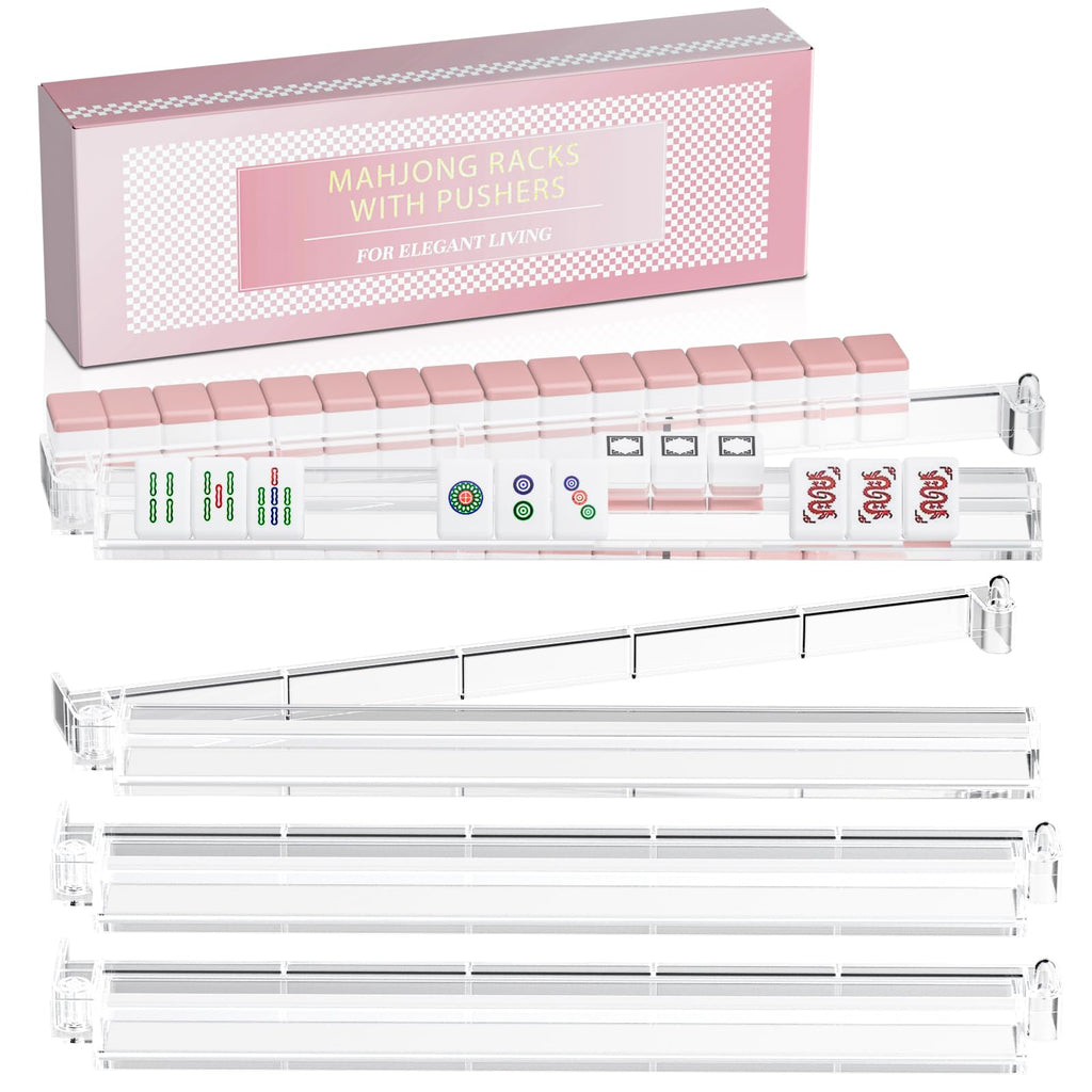 Clear Acrylic Mahjong Racks with Pushers 4-Pack R693