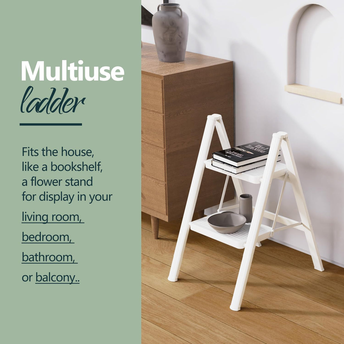 2 Step Foldable Step Stool White P2555