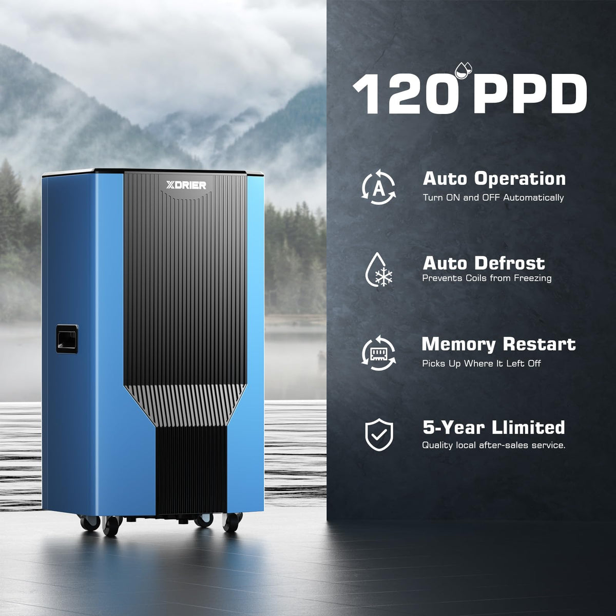 120 PPD Dehumidifier with Pump, Drain Hose & Tank U12098