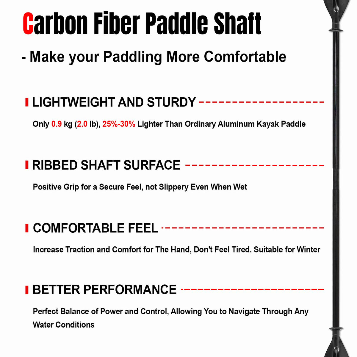 Adjustable Lightweight Carbon Fiber Kayak Paddle N205