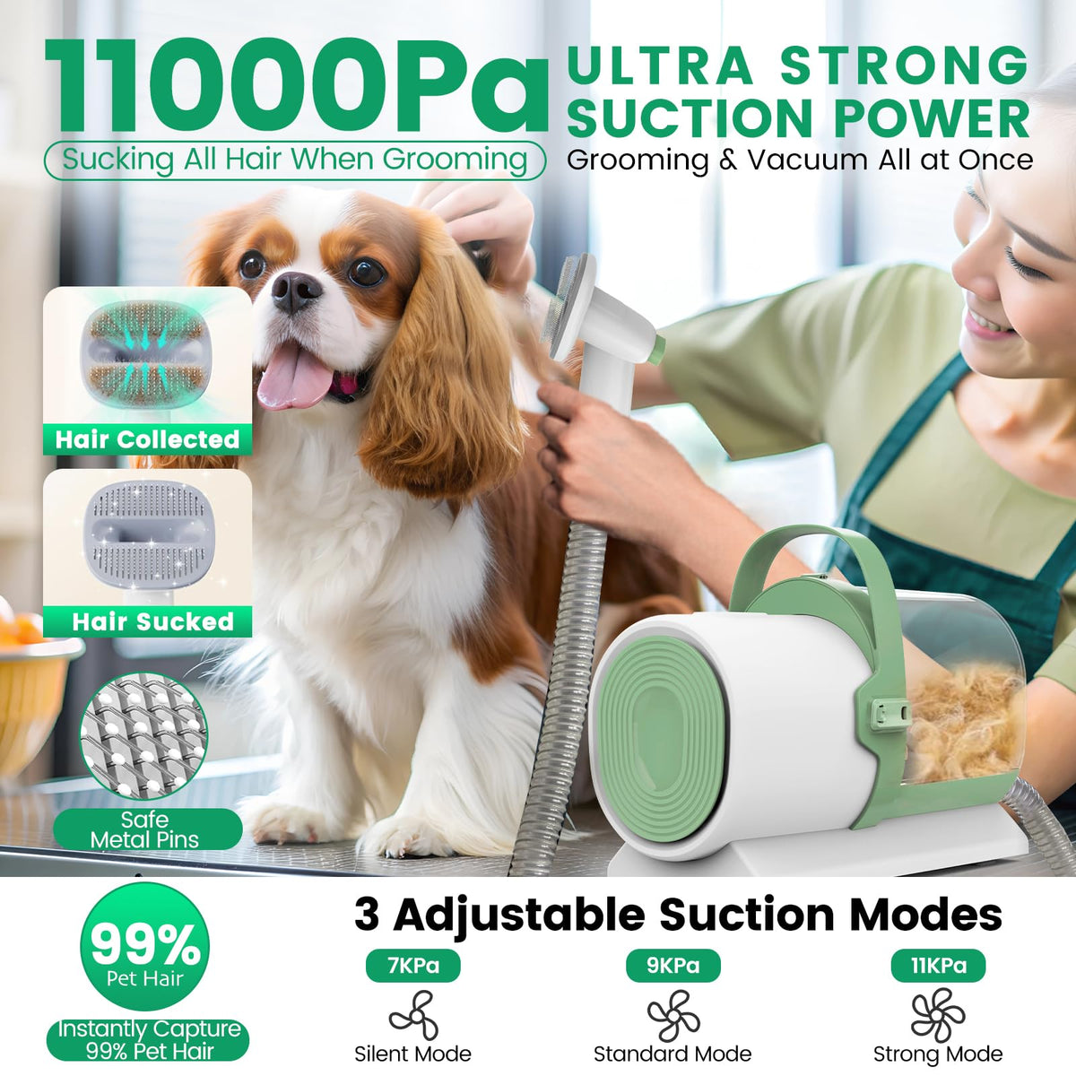 Dog Grooming Vacuum, 7 Grooming Tools 2.5L Dust Cup 11000Pa L2721