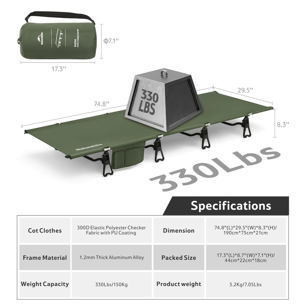 Extra Wide Folding Lightweight Camping Cot Bed Z94036