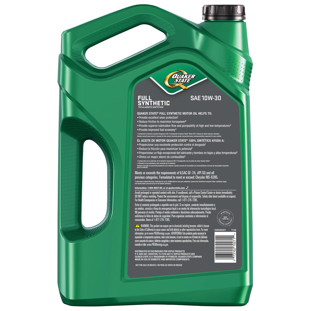 10W-30 Full Synthetic Motor Oil, 5 Quart P686735