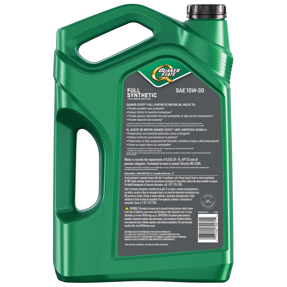 10W-30 Full Synthetic Motor Oil, 5 Quart P686735
