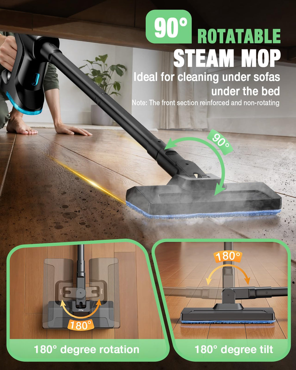 14-in-1 Lightweight Detachable Handheld Steam Mop Black H669768