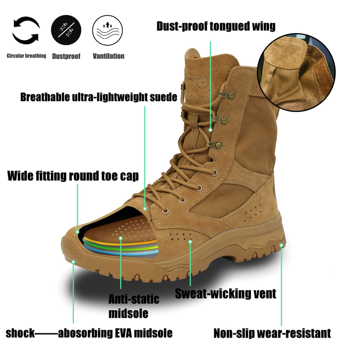 Lightweight Tactical Military Work Boots M769044