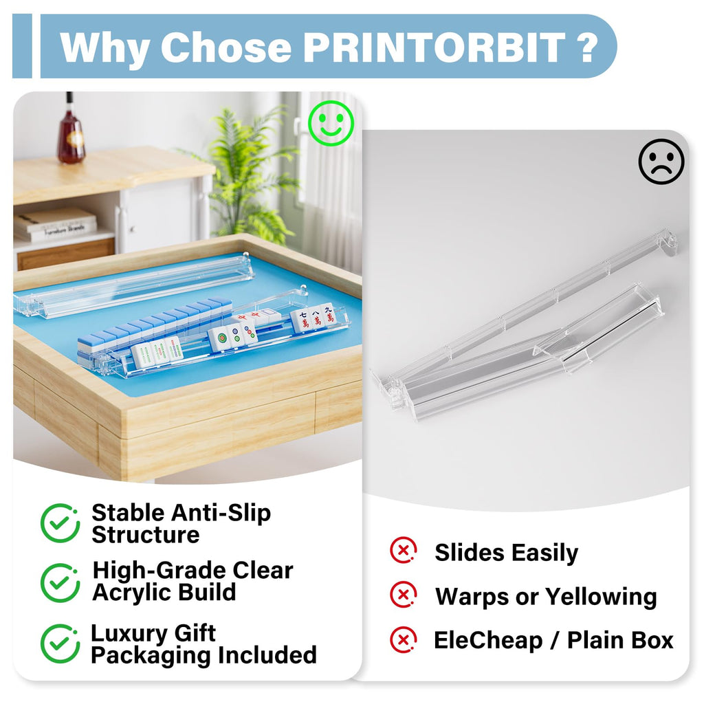 Clear Acrylic Mahjong Racks with Pushers 4-Pack R693