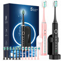 2 Pack Rechargeable Electric Toothbrush with 12 Brush Heads & 2 Travel Case B8222