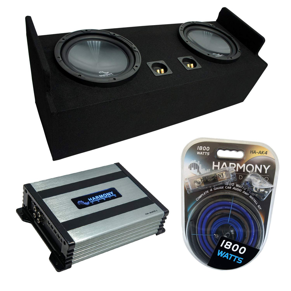Dual 12" Sub Box Amp and Wire Kit B6818