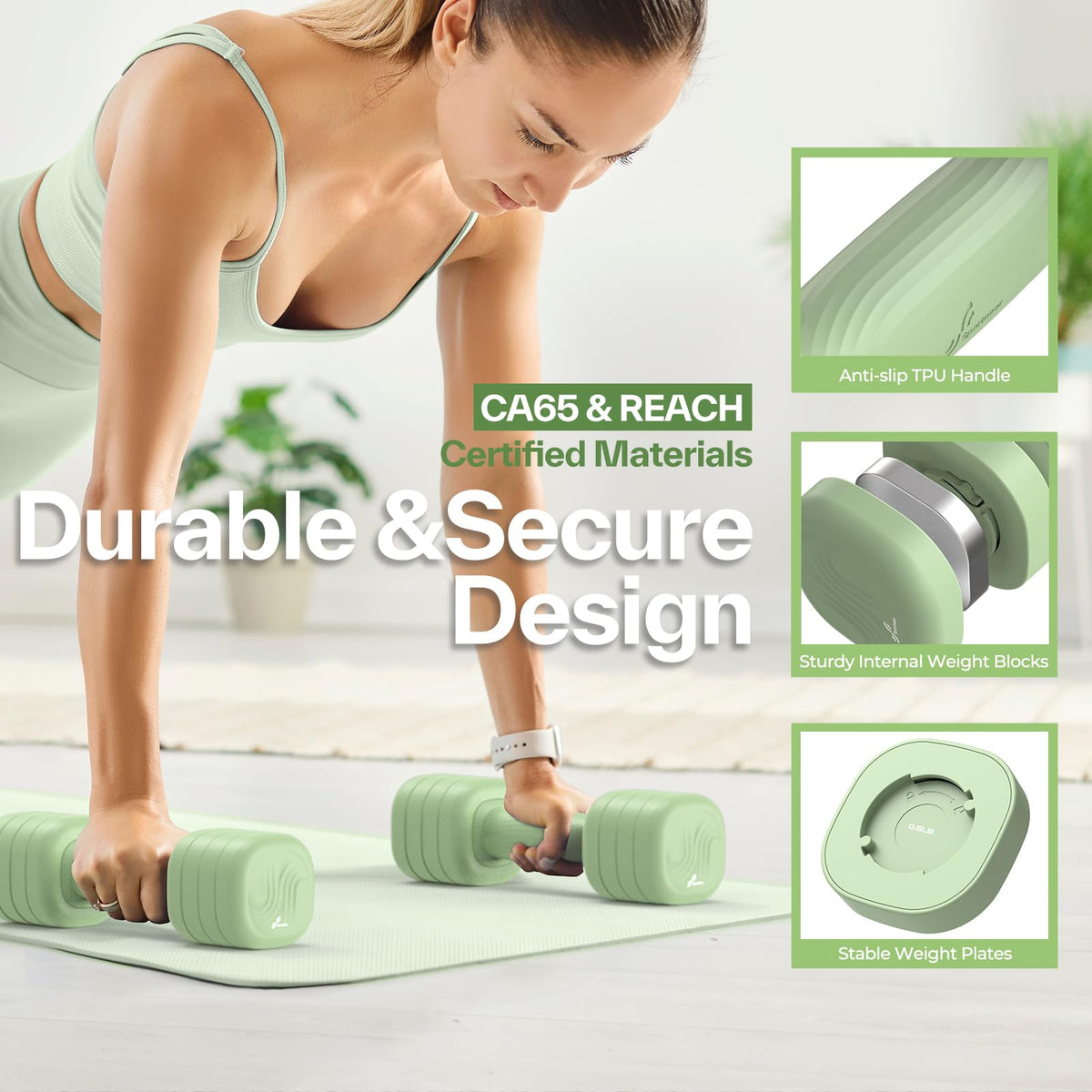 Adjustable Dumbbell Set of 2, 4 in 1 Free Weights with Soft Rubber Handle X2005