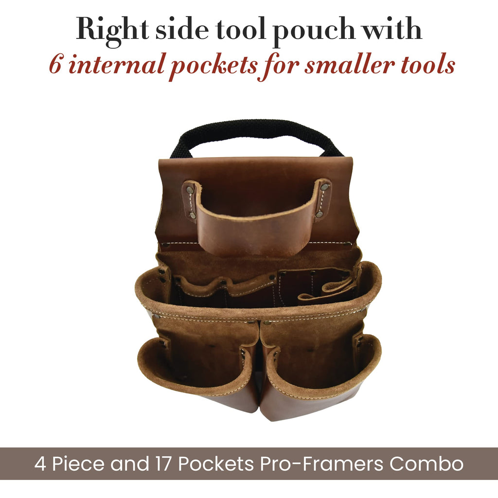 Leather 4 Piece Tool Belt Set with 17 Pockets H9815