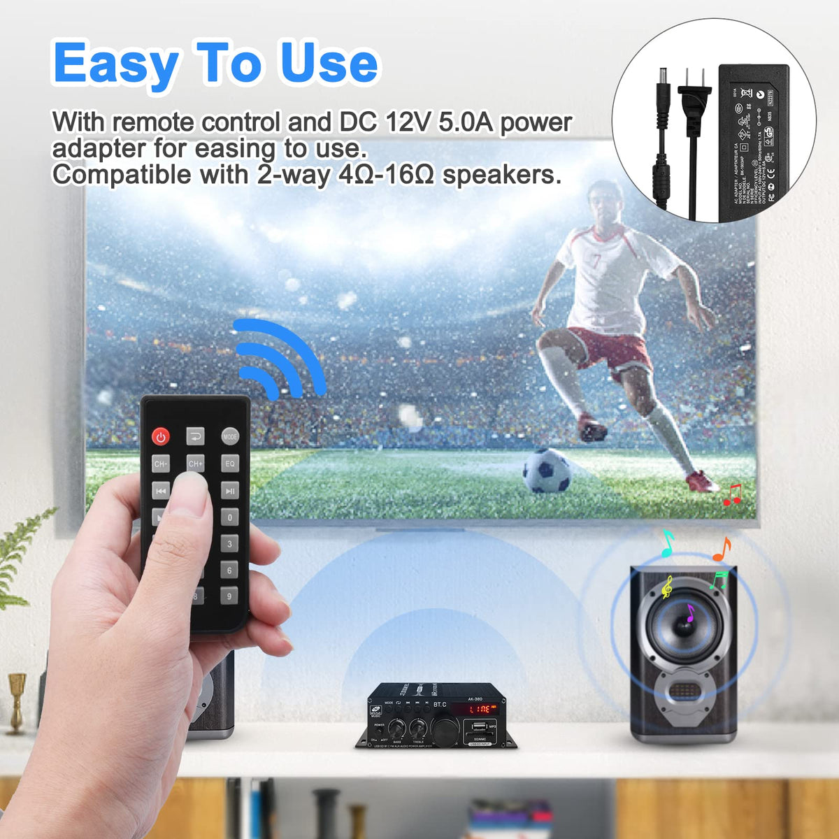 USB SD BT FM AUX Audio Power Amplifier 2.0 CH 40W+40W G59222