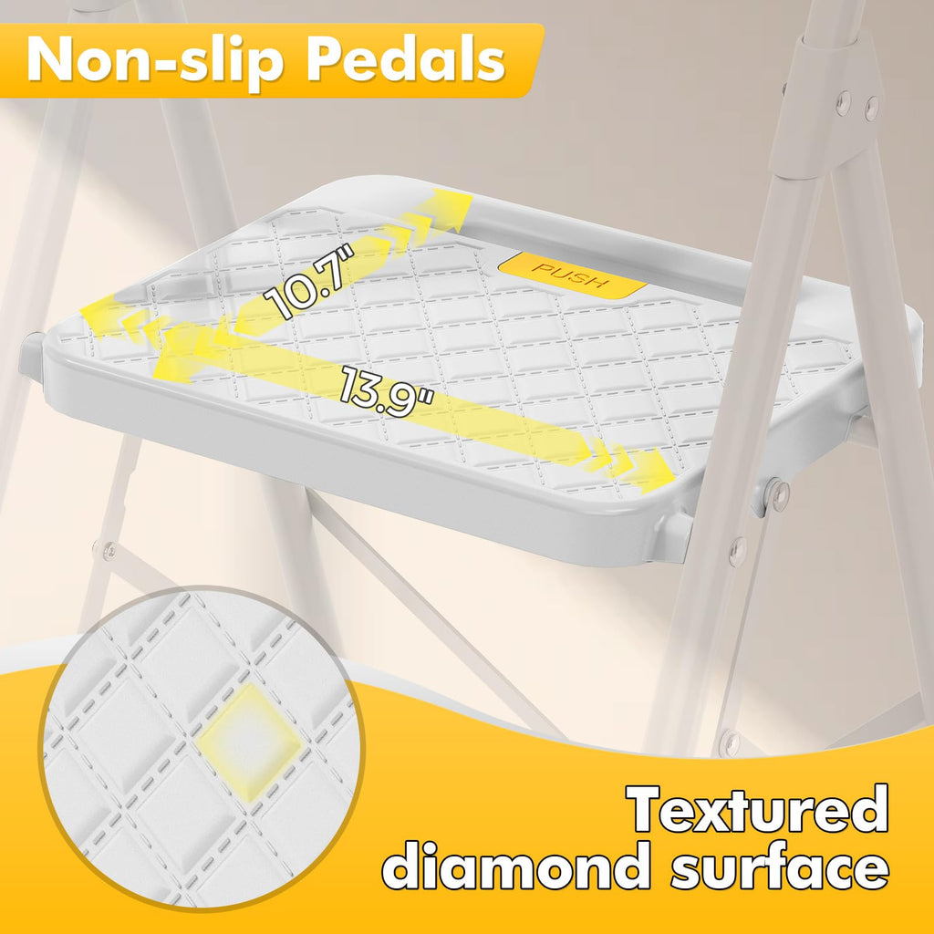 2 Step Folding Steel Ladder with Handrails O2380