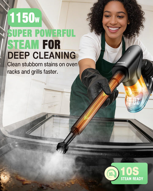 14-in-1 Lightweight Detachable Handheld Steam Mop Black H669768