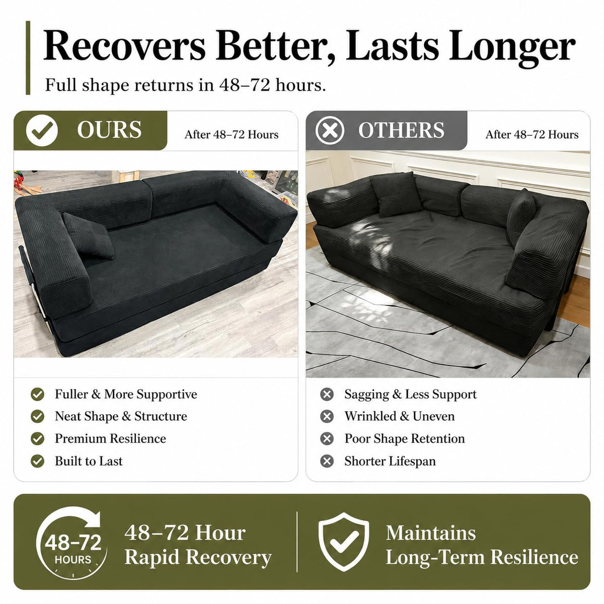 Folding Convertible Corduroy Sofa Bed King Size V4703
