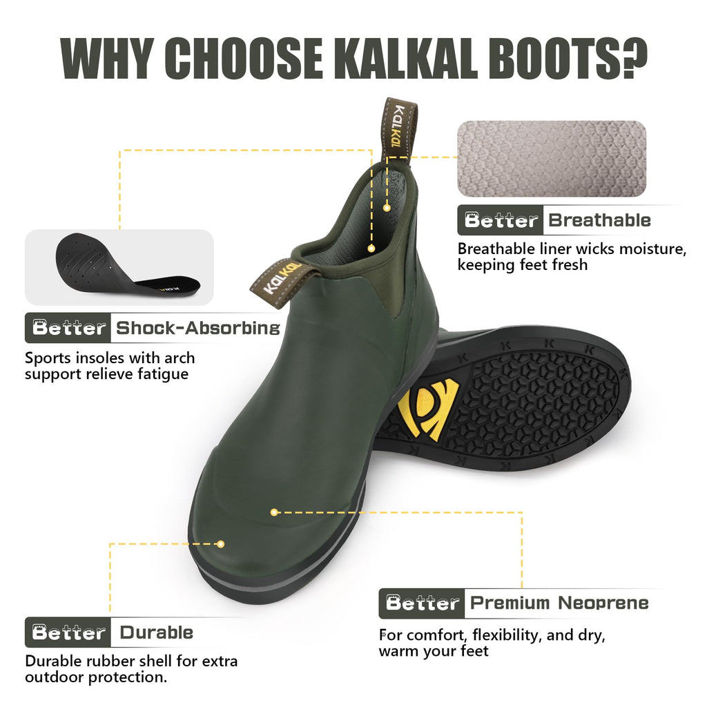 Waterproof Rubber Ankle Deck Boots with Memory Foam Q640176