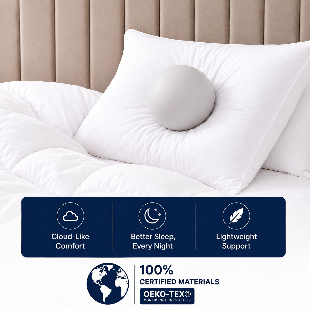 King Size White Microfiber Bed Pillows Set of 2 T501