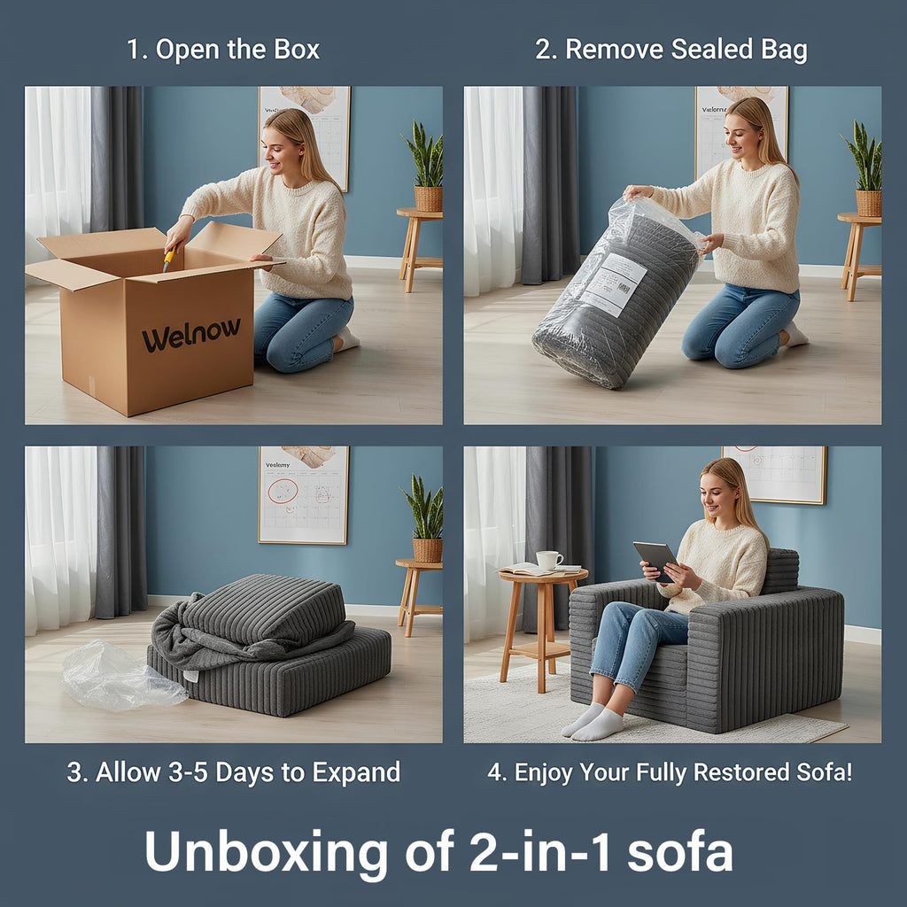 Pink Folding Sofa Bed with Ottoman T26943