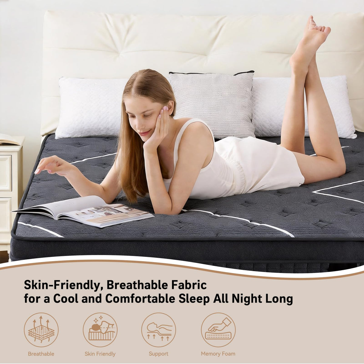 Full Size 12 Inch Gel Memory Foam Pocket Spring Medium Firm Mattress G352